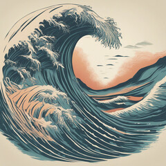 Wall Mural - ocean wave illustration background