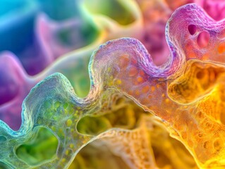 Wall Mural - abstract representation of nutrient absorption in a cell, bright colors and detailed texture, scient