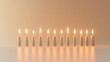 © HaJung - 3D Plain Beige Background with Subtle Embossed Hanukkah Candles - Ample Copy Space for Text & Promotional Designs, Warm Minimalist Aesthetic