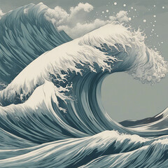 Wall Mural - ocean wave illustration background