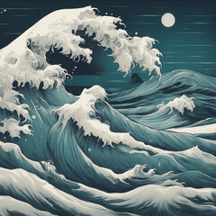 Wall Mural - ocean wave illustration background