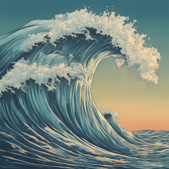 Sticker - ocean wave illustration background