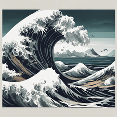 Poster - ocean wave illustration background