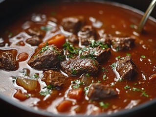 Classic Italian Beef Stew with Rich Tomato Sauce, Garlic, and Fresh Herbs, Flavorful and Hearty Comfort Food Recipe