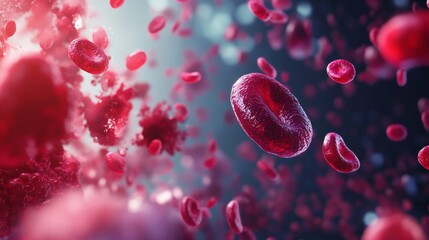 Wall Mural - microscopic view of red blood cells transmitting nutrients through the bloodstream