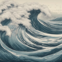 Canvas Print - ocean wave illustration background