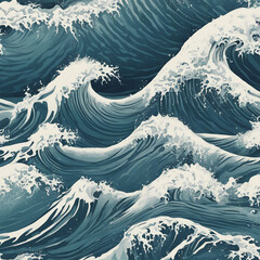 Canvas Print - ocean wave illustration background