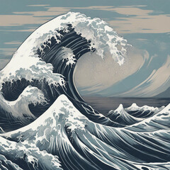 Poster - ocean wave illustration background