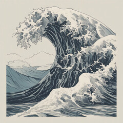 Wall Mural - ocean wave illustration background