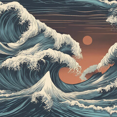 Poster - ocean wave illustration background