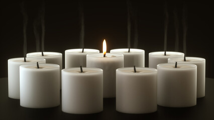 white candle on black background