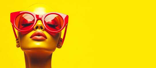 Fashion dummy in red big sunglasses