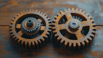 two modern cogs side by side with a smaller cog connected