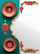 © HaJung - Elegant Flat Vector Illustration of Labh Pancham Diya and Intricate Floral Motif Border Frame with Ample Copy Space for Smart Business Concepts