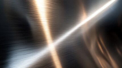 Wall Mural - a close-up of brushed metal with highlights reflecting off the surface.