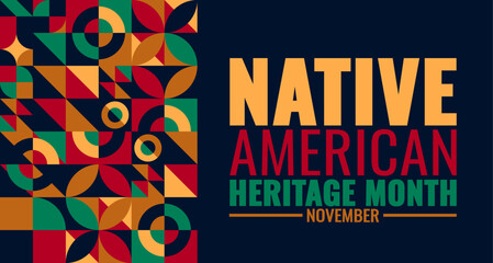 Native American heritage month geometric shape pattern Background or banner. American Indian culture. Indian American heritage month background. use to card, poster, placard, card and background.