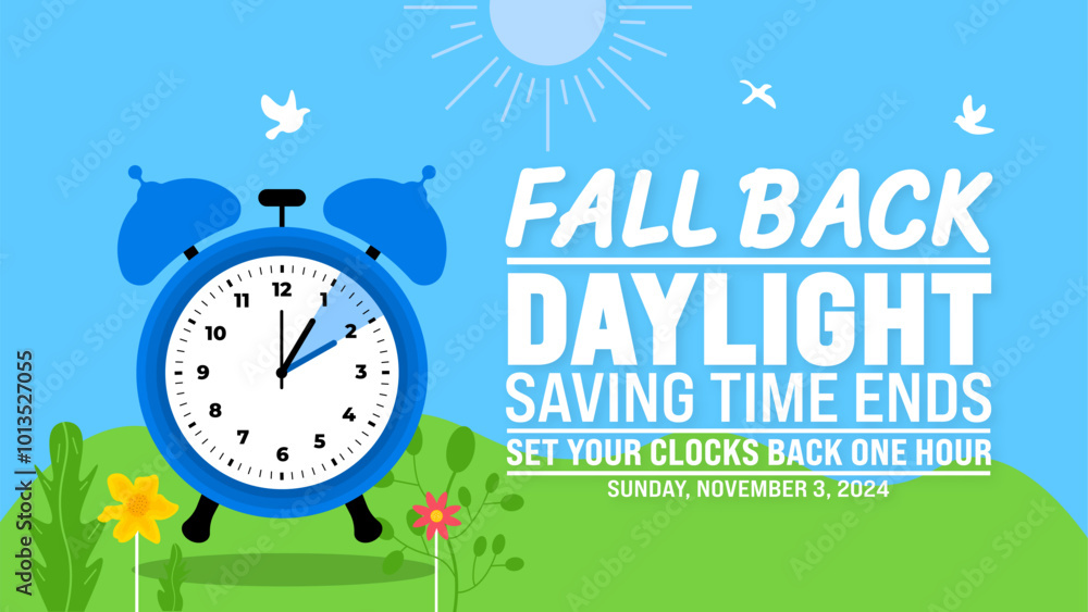 Fall Back daylight saving time ends 2024 background or banner design ...