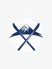 Poster - This logo showcases a pair of skis crossed over a mountain silhouette, representing winter sports and alpine adventures. Generative AI