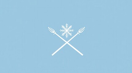Poster - The design showcases a snowflake and crossed ski poles, symbolizing winter sports and outdoor adventures in a snowy environment. Generative AI