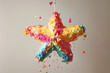 © Yana Zolotova - Colorful star piñata breaking with candy and confetti on neutral background