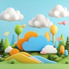 Wall Mural - 3D Hybrid Cloud Resource Representation