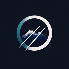 Poster - A vibrant logo highlights a pair of skis set against a majestic mountain, reflecting the thrill of winter sports and adventure. Generative AI