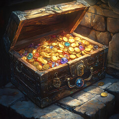 treasure chest with gold coins