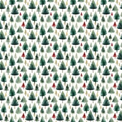 Wall Mural - Pretty watercolour style seamless repeating pattern of christmas trees, great for stationery and fabric.