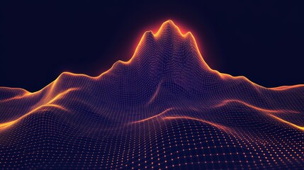 Wall Mural - abstract orange glowing digital landscape
