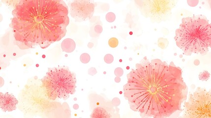 Wall Mural - Abstract Watercolor Floral Background with Pink and Yellow Flowers