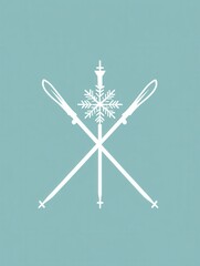 Poster - A logo with a snowflake and crossed ski poles symbolizing winter sports and activities in snowy environments for enthusiasts. Generative AI