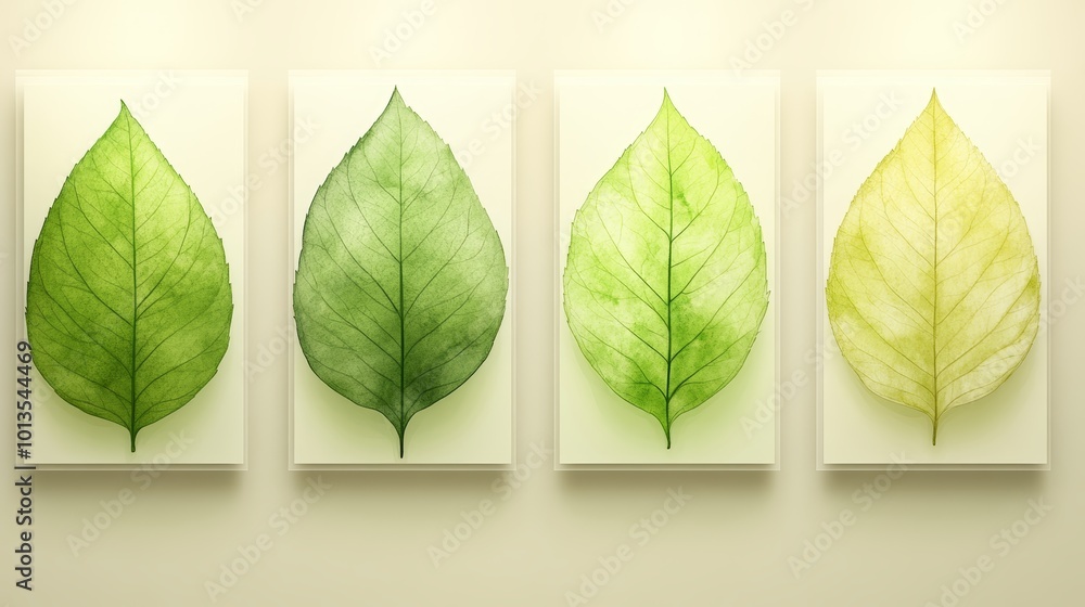 Leaf Timeline Four Stages of Leaf Development Green Yellow Dried and Decomposed Stock ...
