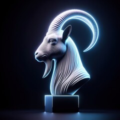 Wall Mural - A Beautiful goat on a black background. 3D rendering. Neon lights