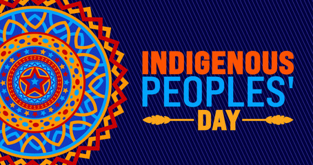 Indigenous peoples' Day mandala background or banner design template is observed every year in October. Holiday concept. Template for card, poster, placard, template.