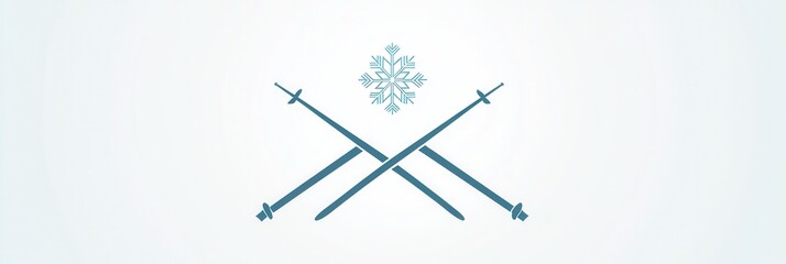 Poster - This logo highlights the essence of winter sports, showcasing a snowflake and crossed ski poles for alpine enthusiasts. Generative AI