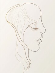 Leinwandbilder - Delicate lines intertwine to form a graceful profile of a woman’s face, showcasing beauty with minimalist elegance and artistry. Generative AI