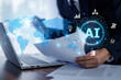 © Suriyo - Investor use AI technology and machine learning software to analyze business investments in global markets, identifying trends and opportunities for higher returns. AI trading, AI technology