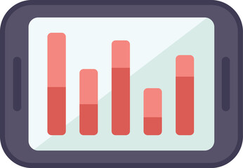 Wall Mural - smartphone is displaying a statistical graph on its screen, representing the concept of mobile busin