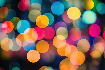 Wall Mural - Vibrant bokeh lights create a colorful background, perfect for festive themes and creative designs in photography.