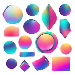set of buPNG Gradient bubble geometric shape cut out element setttons PNG Gradient bubble geometric shape cut out element set