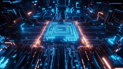 Wall Mural - glowing circuit board depicting advanced technology and futuristic digital innovation