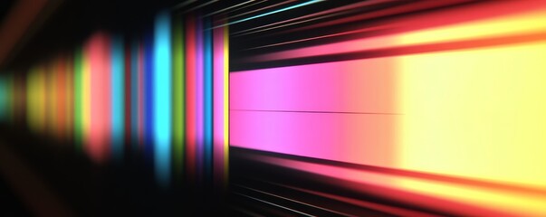 Aufkleber - Abstract neon light tunnel with vibrant colors, futuristic digital concept