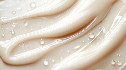 Leinwandbilder - A creamy substance features smooth swirls and tiny droplets, highlighting its texture and quality under soft lighting conditions. Generative AI