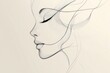 © Анатолий Сав - Delicate, flowing lines gracefully form the outline of a female face against a neutral backdrop, embodying abstract artistic expression. Generative AI