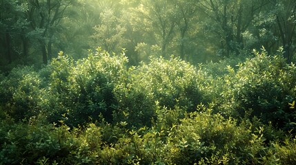 Sticker - Sunbeams Filtering Through a Lush Green Forest