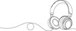 © Christian Horz - continuous single line drawing of ever-ear stereo headphones, line art vector illustration