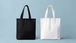© KHF - Canvas bag mockup of a fabric tote with a handle, available in black and white cotton, ideal for eco-friendly shopping and grocery carrying