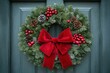 © Rarity Asset Club - A festive holiday wreath with a red velvet bow.
