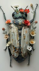 Wall Mural - Floral Beetle Sculpture: A Whimsical Fusion of Nature and Art