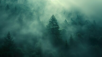 Canvas Print - Enchanted Forest: Misty Morning in the Woods